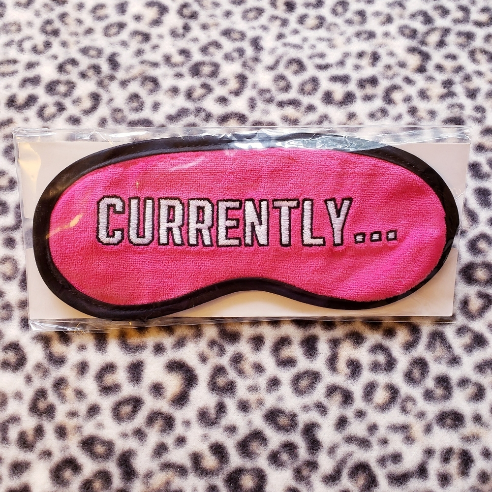 2017 Victoria's Secret PINK Terrycloth Pink/Black "Currently..." Sleep Eye Mask